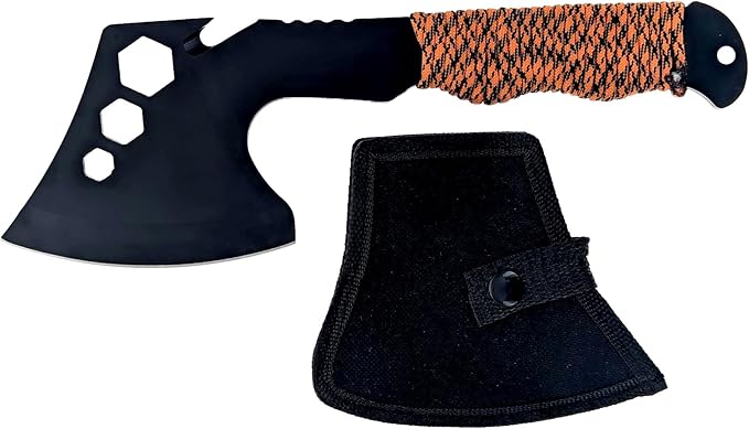 SE 4-Piece Survival Essentials Kit with 10.5-Inch Axe, 8-Inch Drop Point Knife, Magnesium Fire Starter, & 115dB Whistle - Hunting & Outdoor Gear