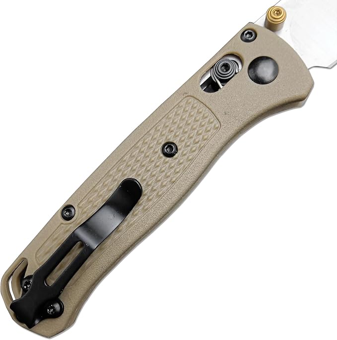 HUAAO Mini Bugout Folding Pocket Knife, Plain Edge, Thumb Stud Manual Open, Glass Reinforced Nylon Grivory Handle with Belt Clip for Camping(440C blade)