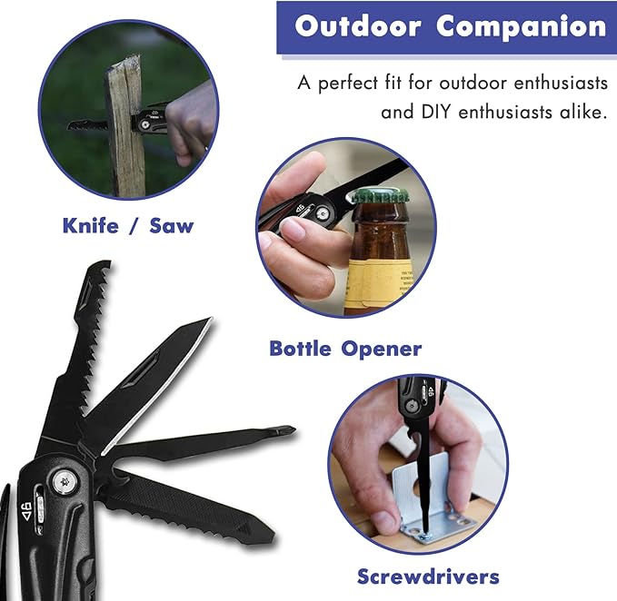 Hammer Multitool Cool Gadgets Multi Tool with Gift Box Carrying Case Birthday Stocking Stuffers Father's Day Gifts Valentines Day Gifts for Men Husband Him Camping Accessories(Black)