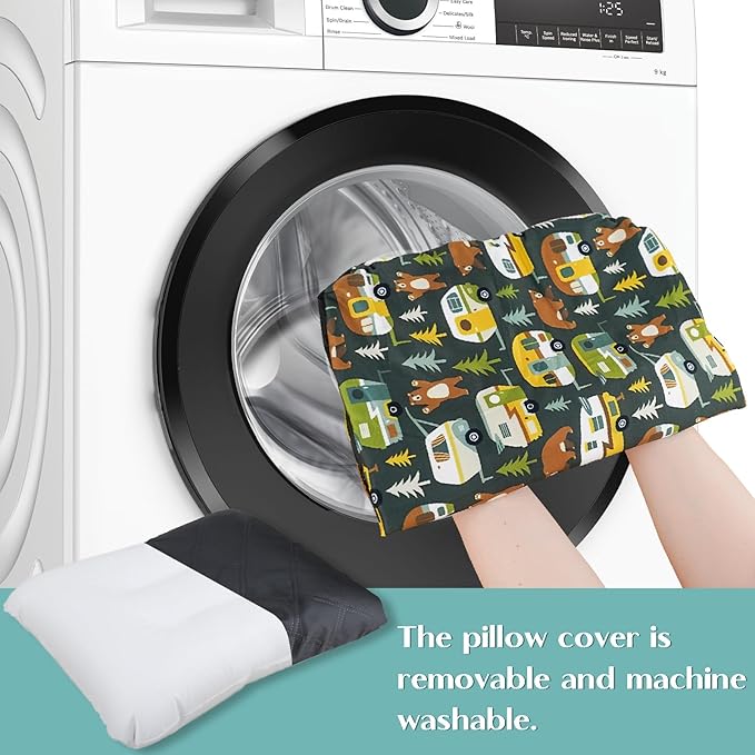 Inflatable Camping Pillow, Patterned Travel Backpacking Pillow, Lightweight & Portable Hiking Beach Pillow, Travel Camping Essential Accessories for Adult & Kids