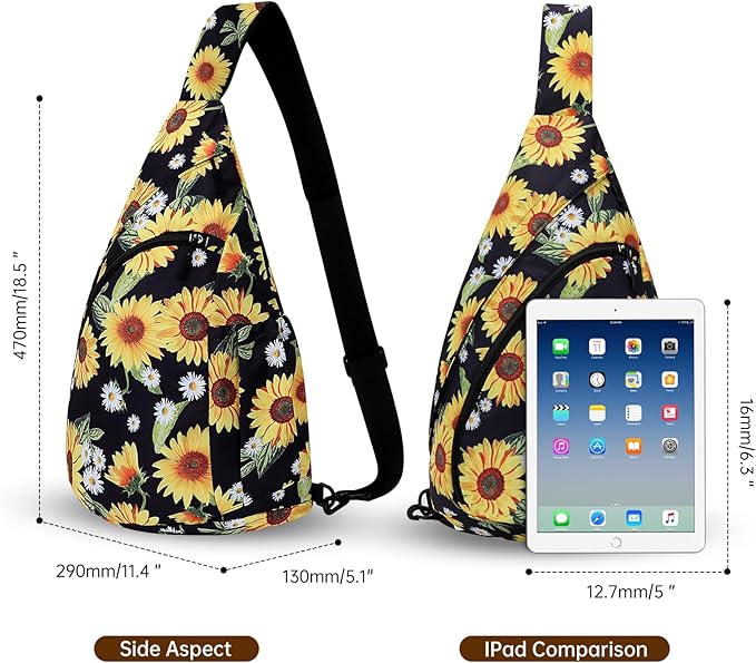 HUA ANGEL Crossbody Sling Bag for Men & Women Lightweight Waterproof Chest Shoulder Bag for Travel Hiking & Everyday Use