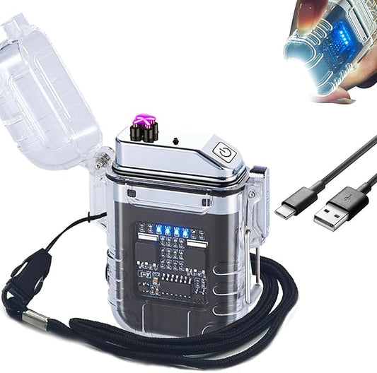 BABOBIU Electric Lighter Plasma Lighter Flameless Windproof Waterproof USB Rechargeable Lighter with Type-C Fast Charging Gift for Men, Boyfriend, Husband (Black)