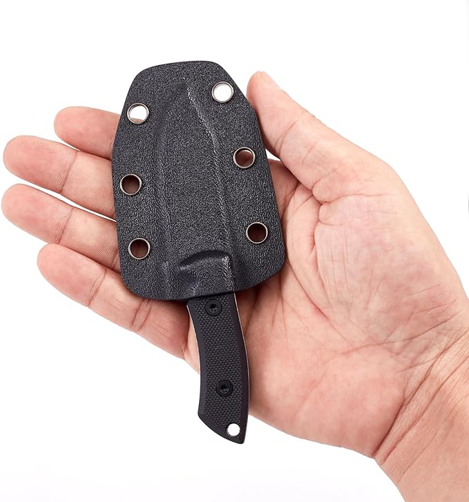 Neck Knife Fixed Blade EDC Knife - Knife Necklace Mini Knife Survival Knife Neck Knives - D2 Steel G10 Handle - Outdoor Hunting Camping Gear with kydex Sheath