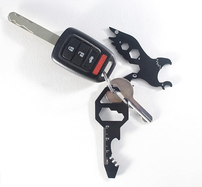 PMR-EXPORTS | Multitool Keychain (Eagle & Key) Two Pack Multitools Eagle Key Good for Adults Teens Men or Woman Multi-tool mechanic Unexpected defense against raiders stealers, Charcoal Gray, 5x5x.25