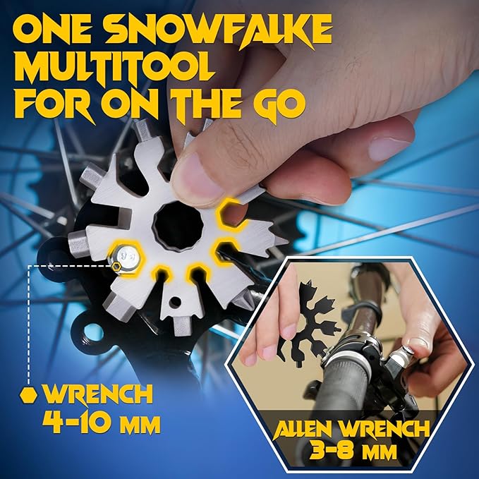 Stocking Stuffers for Men Snowflake Multitools - 20 in 1 Multi Tool Christmas Gifts for Men Women Adults Teens, Unique Ideas Gadgets Gifts for Dad, Pocket Size Mini Portable Screwdriver Bottle Opener