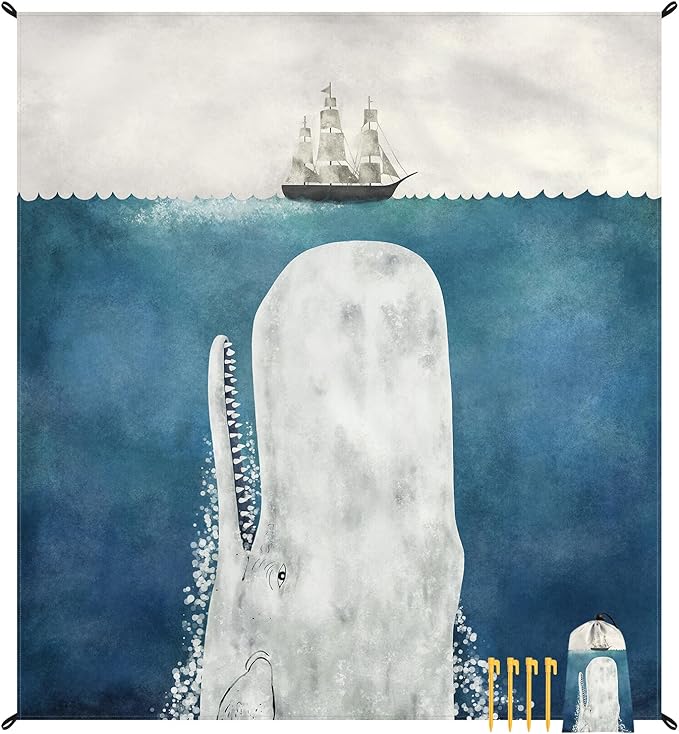 Beach Blanket Sandproof, Large Waterproof Foldable Picnic Blanket 78''×86'' 4 Adults, Lightweight Portable Sand Free Beach Mat Accessories with 4 Stakes for Outdoor, Travel, Camping - White Whale