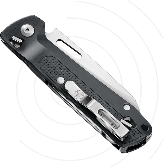 LEATHERMAN, FREE K4 EDC Pocket Multitool with Knife, Magnetic Locking, Aluminum Handles and Pocket Clip, Made in the USA, Gray (K4)