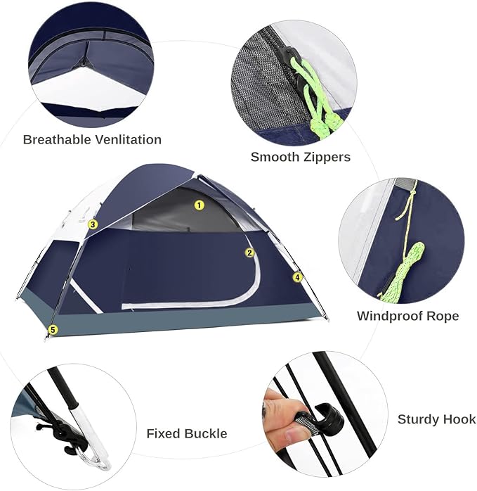 CAMEL CROWN Tents for Camping 2/3/4/5 Person Camping Dome Tent, Waterproof,Spacious, Lightweight Portable Backpacking Tent for Outdoor Camping/Hiking
