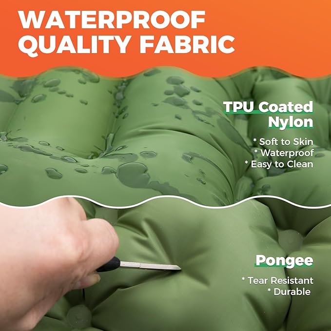 KingCamp Sleeping Pads for Camping, Self Inflating Camping Mattress with Built-in Foot Pump, Connectable Durable Inflatable Sleeping Mat with Pillow, Compact Camping Air Mattress for Camping Hiking