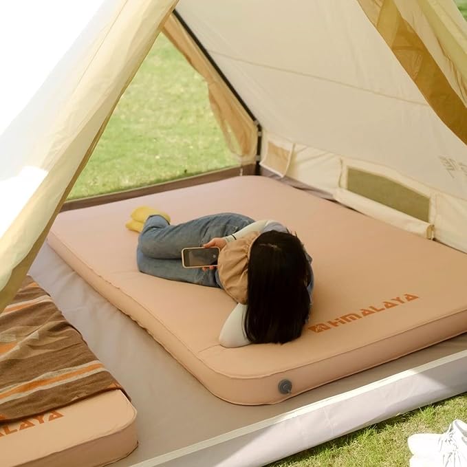 Self Inflating Sleeping Pad - 3.9" Thick Memory Foam for 2 Person - 4 Seasons Portable Lightweight Sleeping Mats for Camping Camping Mattress Pad for Backpacking Hiking Camping Essentials (Double)