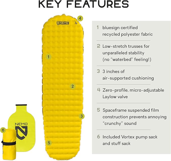 NEMO Tensor Ultralight Sleeping Pad (2022) | Camping Sleeping Pad with Quiet Support, Regular Mummy