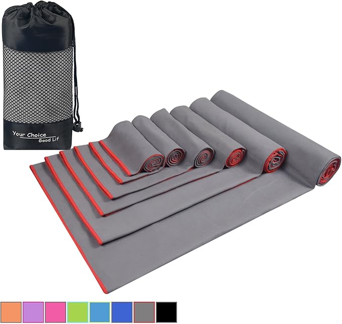 Your Choice Microfiber Travel Towel, Fast Drying Towel for Camping, Travel, Beach, Gym, Backpacking, Sports and Swimming. Sweat Absorbent, Lightweight and Ultra Compact