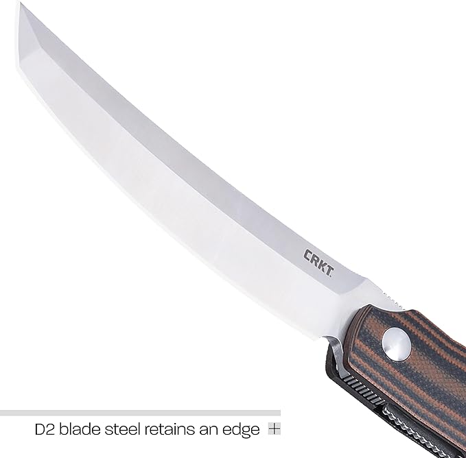 CRKT Ancestor Everyday Carry Folding Knife: Tanto with D2 Steel Blade, G10 Handle, Liner Lock, 5930