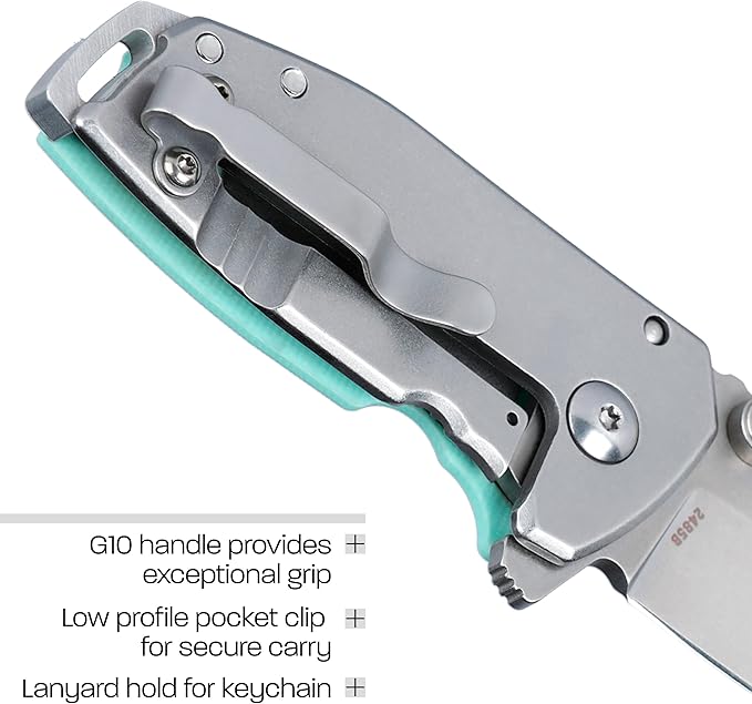 CRKT Squid Assisted Opening Folding Knife: Drop Point with D2 Steel Blade, G10 Handle, Frame Lock, 2485B