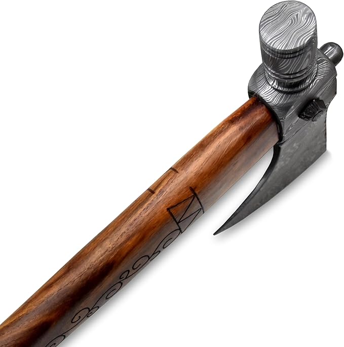 Custom Handmade Viking Hatchet Axe - Damascus Steel Bearded Axe - Camping Tomahawk Battle Axes - Camping Axes and Hatchets - Tomahawk Axe - Axe Tool - Battle Axe - Axe with Sheath