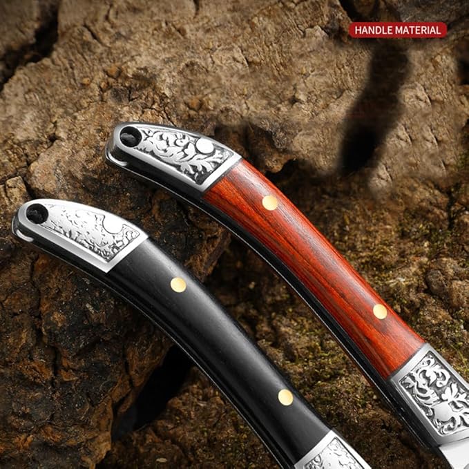 Lightweight Mini Folding Pocket Knife Carving Wooden Handle V Steel Blade Outdoors Camping Hunting Folding Knives Portable Keychain Gift for Men Women, Red