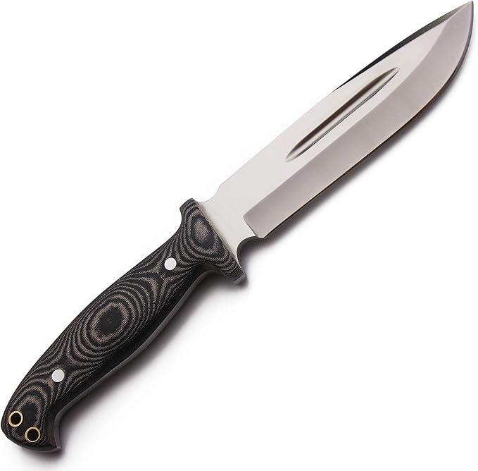 Handmade D2 Tool Steel Hunting Survival Knife with Micarta Handle, Leather Sheath, and Sharpening Stone - GCS102