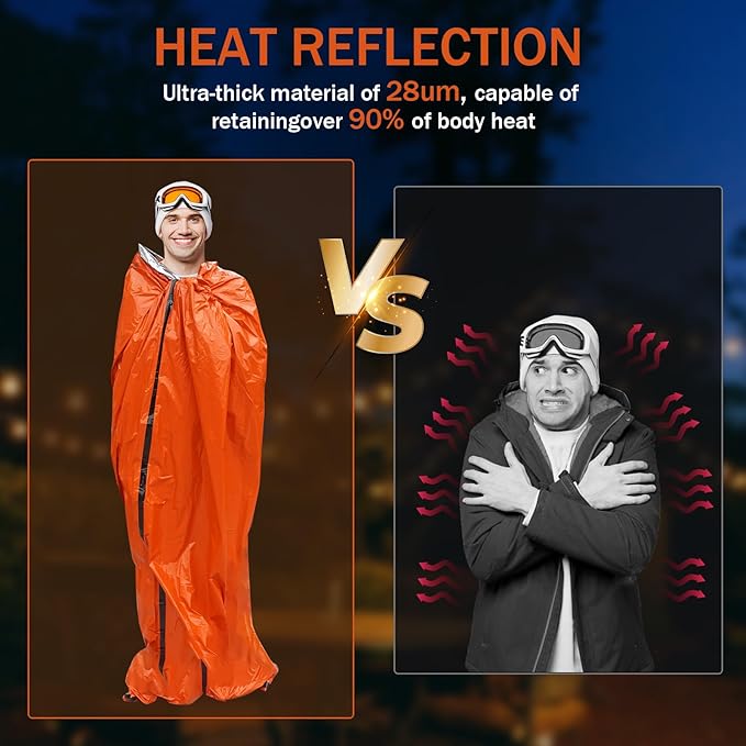 Emergency Sleeping Bags for Survival Sleeping Bag 3 Pack, Survival Bivy Sack, Emergency Thermal Sleeping Bag, Portable Emergency Blankets Survival Bag, Suitable for Outdoor Survival, Camping