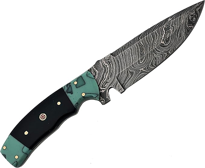9" Beautiful Damascus Steel Knife made of Damascus Steel and forge pattern blade with an amazing wood 4.25” handle – An amazing Hunting & Skinner Knife with a beautiful Sheath