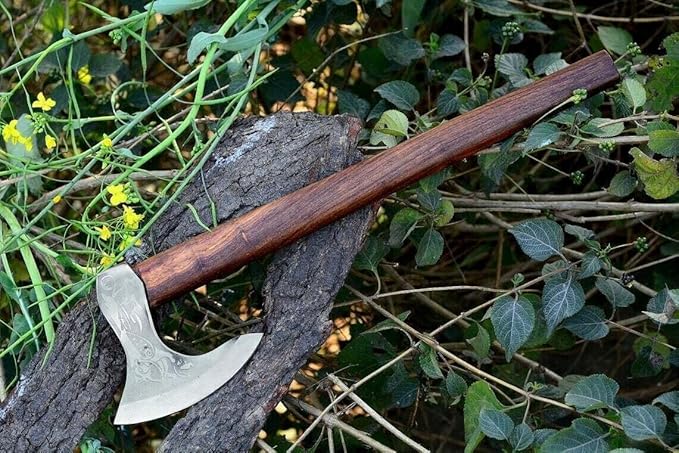 Handmade Viking Axe Real Carbon Steel Axe with Leather Sheath Camping Bearded Axes & Hatchets Hunting Axe Valentine's Day Gift, Camping & Hiking | Knives & Tools | Birthday Gift for him (VK-Ax-12)