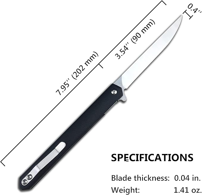 HUAAO 7.95’’ Slim Pocket Knife with Clip, Liner Lock, ceo Knife Gentleman Knife for Men Women, Flip Knife Slim Folding Knife for EDC Outdoor Camping Hiking