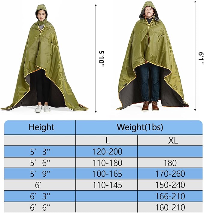C-LIGHT Oversized Extreme Weather Stadium Blanket 81''*67'' - Wearable Hoodie - Waterproof Windproof with Multiple Layers - Perfect for Sports Events, Picnic, Camping, Beach