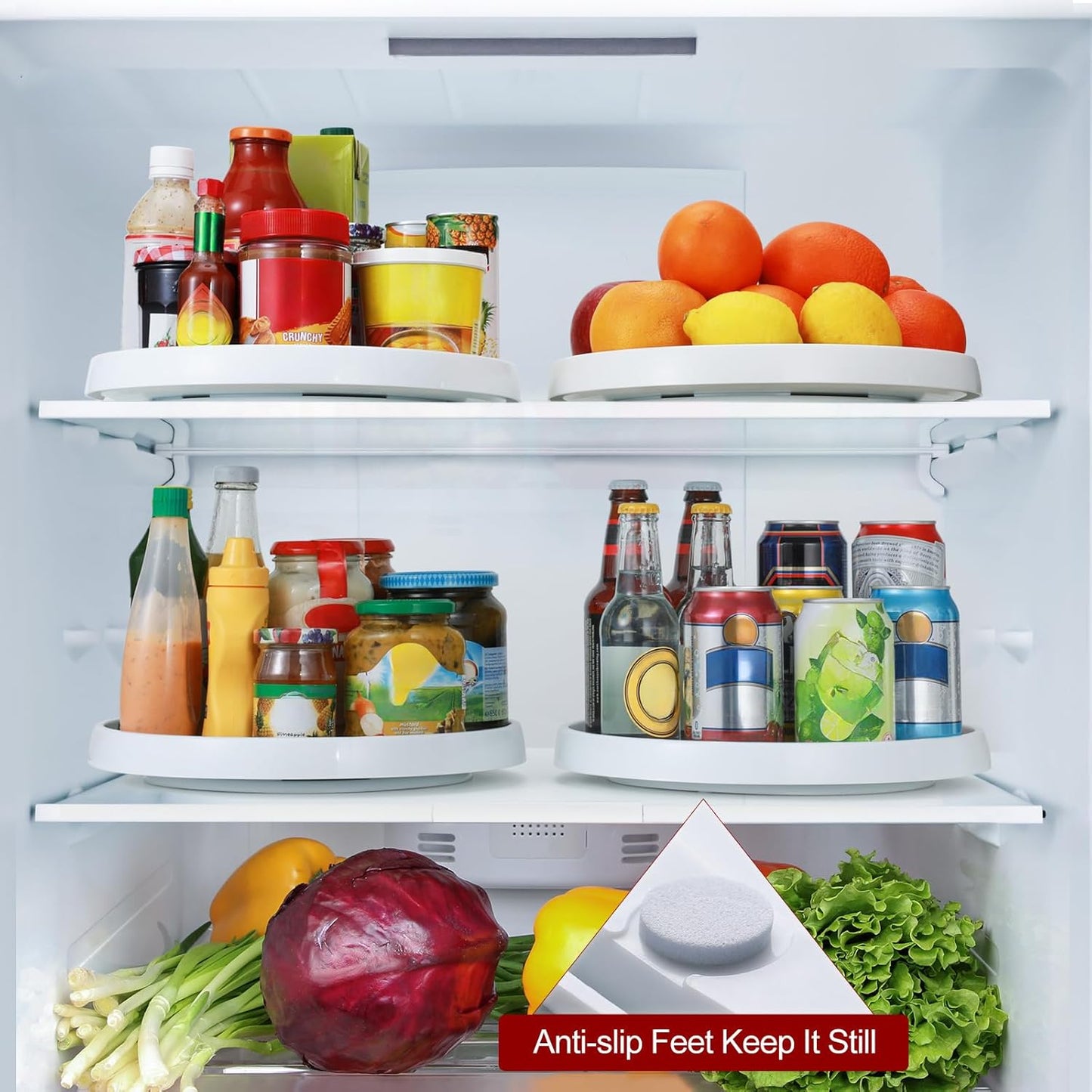 12-Inch Non-Skid Turntable Lazy Susan Organizer [4 Pack] - Spinning Rack for Cabinet Table Top, Pantry Organization Storage, Kitchen, Fridge, Vanity, Countertop, Under Sink Organizing, Spice Spinner