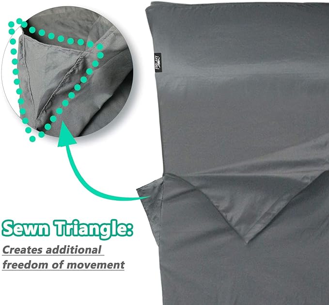 Frelaxy Sleeping Bag Liner, XL Travel Sheet & Camping Sheet for Backpacking, Hotel, Hostels & Traveling, Comfy & Easy Care, Full-Length Zipper/No Zipper
