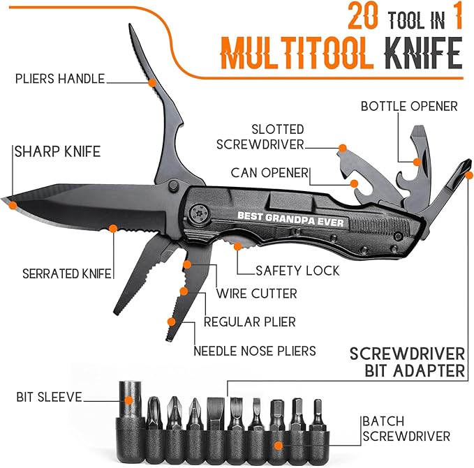 Grandpa Gifts,"BEST GRANDPA EVER"Multitool Knife,Stocking Stuffers for Grandpa,Grandpa Christmas Gift,Grandpa Birthday Gifts,Gifts Idea for Grandpa,Best Grandpa Gifts,Grandpa Fathers Day Gift
