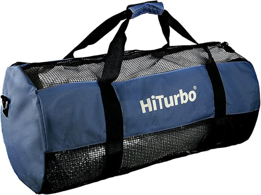 Hiturbo Mesh Dive Duffel Bag: Scuba Gear Bags for Diving, Snorkeling, Freediving and Swimming - 60L Travel Beach Pool Water Sports Equipment Bag with Shoulder Strap