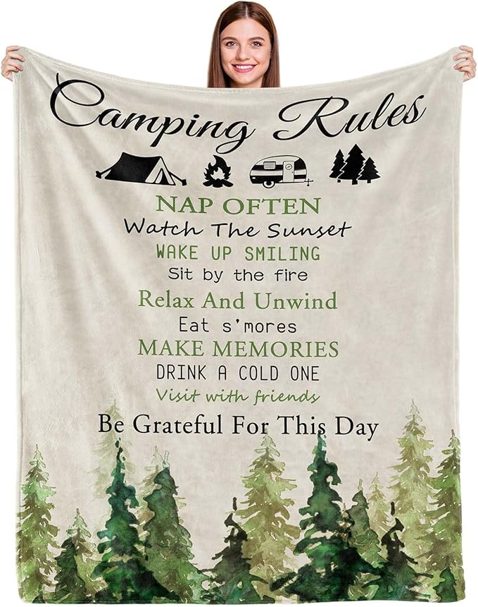 Camping Blanket, Camping Gifts, Best Gifts for Rv Owners, Camping Gifts for Women,Men, Kids, Rv Gifts, Gifts for Camping Lovers,Camping Essentials, Camping Accessories, Camping Throw Blanket 60inx50in