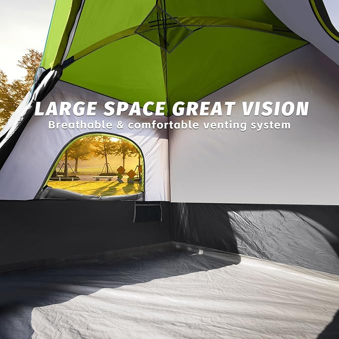 UNP 2/4/6/8 Person Tent, Portable Cabin Tent, Camping Tent 4-Person Easy Set Up, Waterproof with Top Rainfly for Outdoor Camping/Hiking