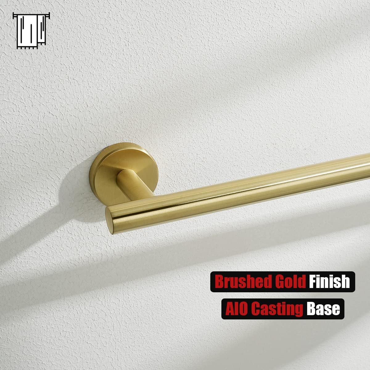 JQK Gold Towel Bar, 33 Inch 304 Stainless Steel Thicken 0.8mm Towel Rack Bathroom, Towel Holder Brushed Golden Wall Mount, Useable Length 30 Inch, TB110L30-BG