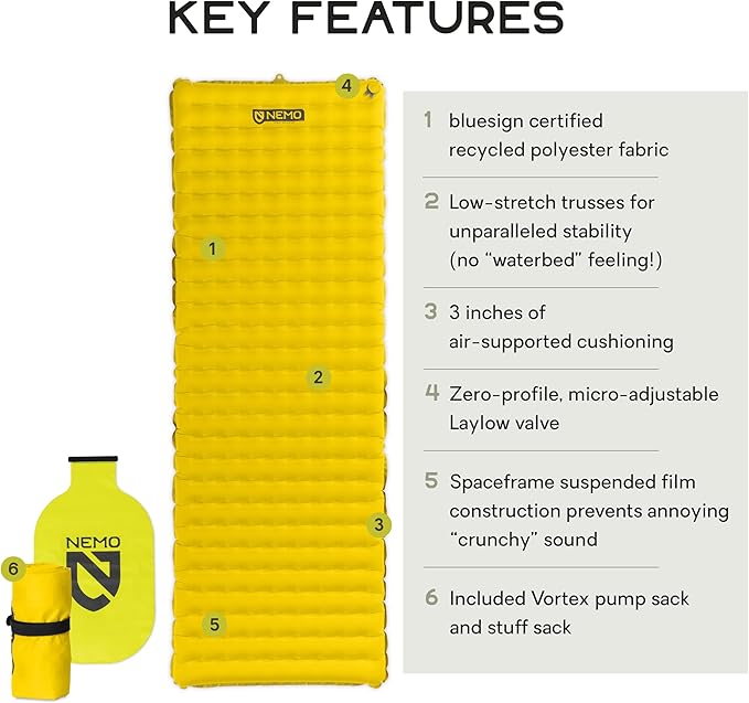 NEMO Tensor Ultralight Sleeping Pad (2022) | Camping Sleeping Pad with Quiet Support, Regular Wide
