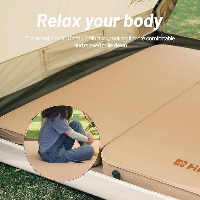 Self Inflating Sleeping Pad - 3.9" Thick Memory Foam - 4 Seasons Portable Lightweight Sleeping Mats for Camping Camping Mattress Pad for Backpacking Hiking Camping Essentials (Single)