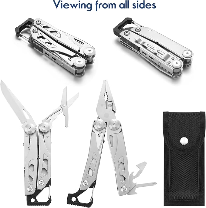 Multitool 11 in 1 Multi Function Pliers Folding Pocket Tool with Sheath Camo Portable Durable Stainless Steel Outdoor Tool,Durable and Lightweight EDC Gifts for Men Grandpa Husband