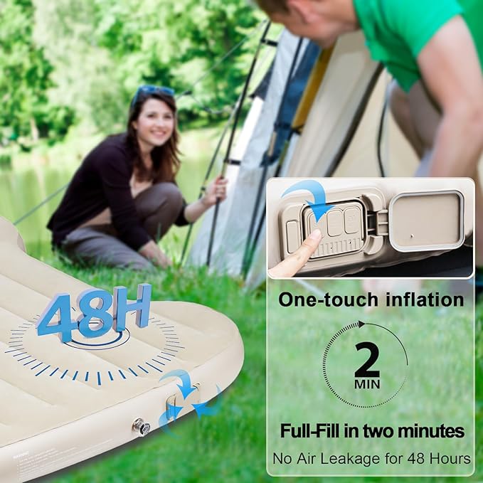 Car Mattress for Tesla Model Y 2024-2020, Self-Inflating Model Y Camping Mattress with Wireless Pump, Portable and Comfortable Tesla Model Y Accessories 2024 2023 2022 2021