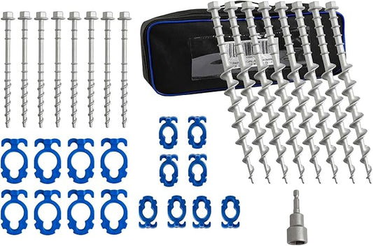 Homeon Wheels Camping Ground Anchors Aluminum Screw Heavy Duty Metal Non-Rust Cast Tent Anchors for Securing Animals, Tent, Canopies, Sheds, Swing Sets, Car Ports, Trampoline 11.81in+7.87in