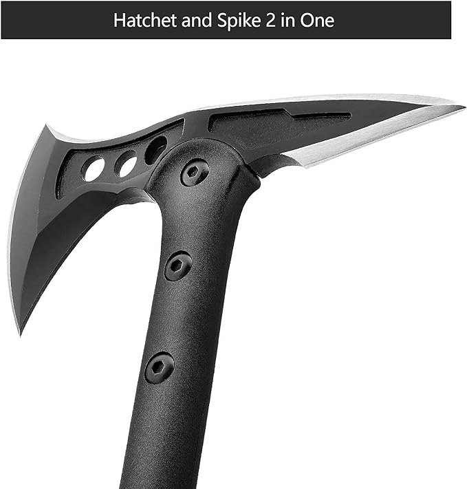 Camping Axe, Survival Throwing Hatchet with Sheath, Tactical Tomahawk with Spike, Nylon Fiber Handle for Outdoor Survival Hiking Camping