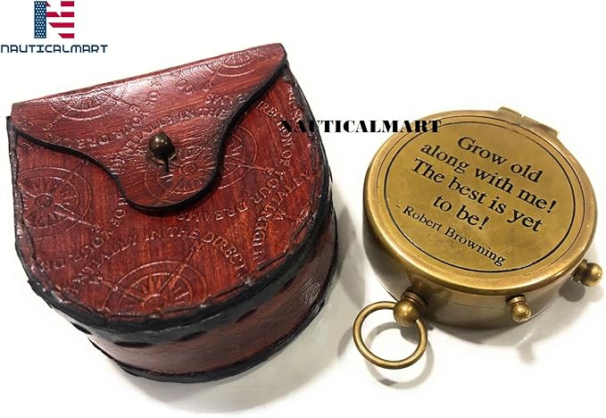 Brass Pocket Compass Grow Old Along with Me Engraving Compass, Valentine Gift, Birthday, Long Distance, Love, Sorry, Keepsakes, Old Memories, Love Momentos