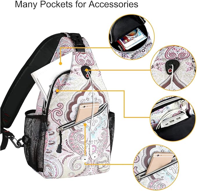 MOSISO 13 inch Sling Backpack, Multipurpose Hiking Daypack Outdoor Rope Crossbody Chest One Shoulder Bag, National Style