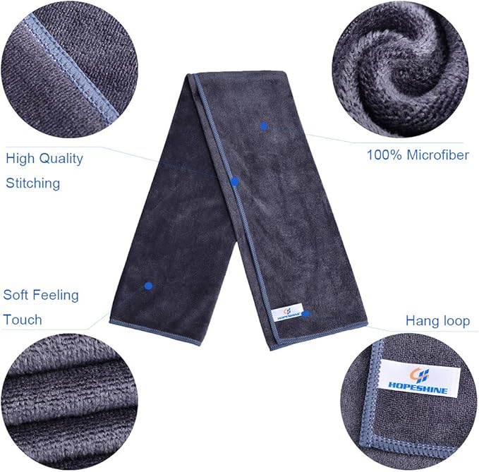 Home Gym Towel for Sweat Men Women Microfiber Yoga Towels Sports Towel Set Quick Dry Exercise Cycling Travel Camping Towel Fast Drying 2-Pack (Grey+Turquoise 2-Pack)