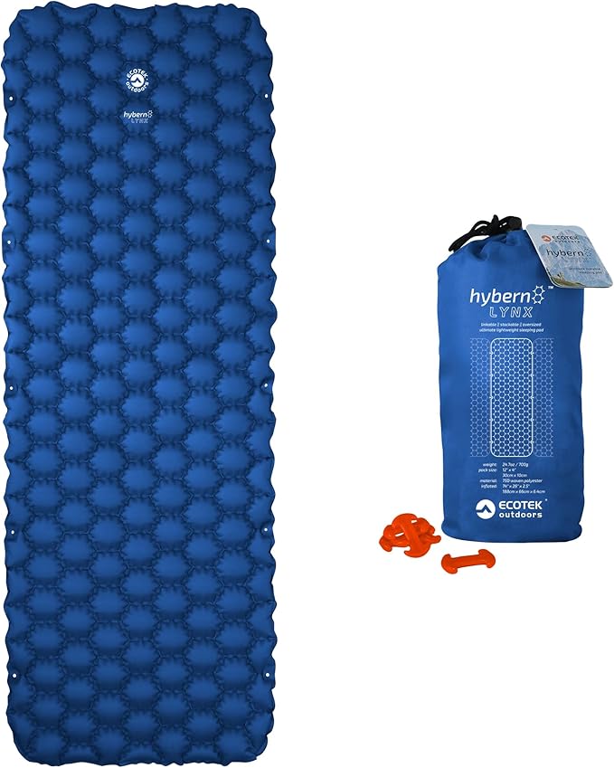 ECOTEK Outdoors Hybern8 Lynx - Linkable, Oversized Sleeping Pad - Innovative & Easy to Use - Lightweight & Compact - Perfect for Backpackers, Overlanders, Couples, and Families