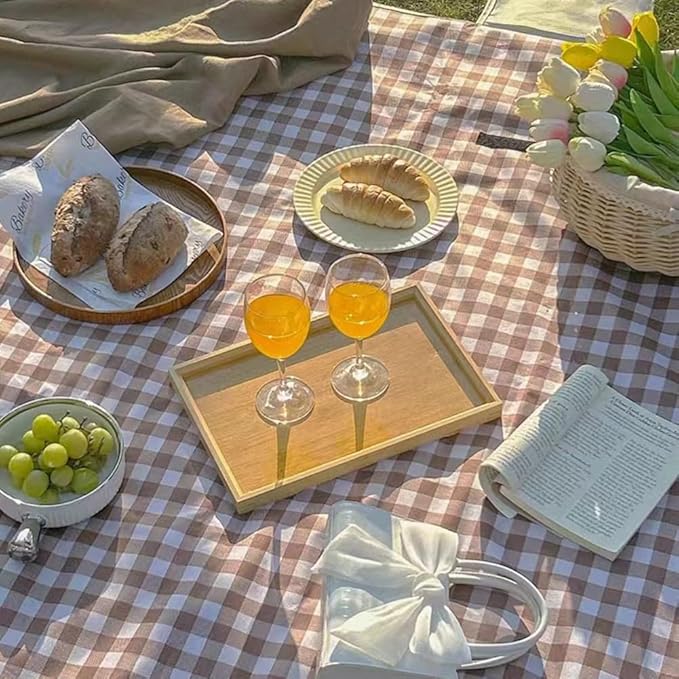 Lchkrep Picnic Blanket Beach Blankets 80"x60"， Large Sandproof Waterproof Camping Portable Travel Blanket Play Mat for Outdoor Indoor Family Beach Park Grass,Hiking, Music Festiva (Brown)