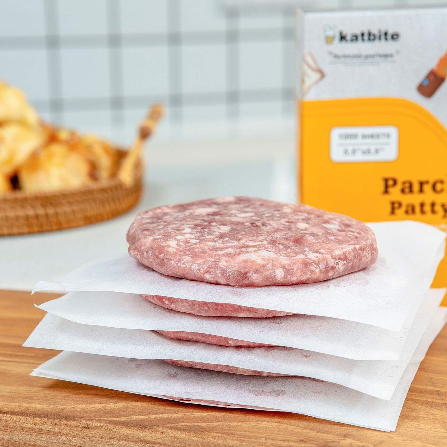 Katbite Hamburger Patty Paper 1000Pcs, 5.5"x5.5" Non Stick Parchment Paper Squares Sheets for Patty Seperate, Burger Press, Ground Beef, Freezing or Candy Wrappers, Use for Oven, Microwave or Freezer