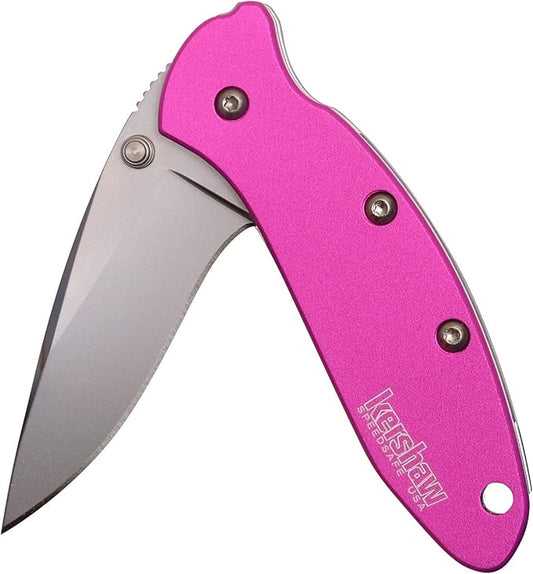 Kershaw Chive Pink Pocket Knife, 1.9" 420HC Steel Blade, 410 Stainless Steel Handle, Assisted Opening with Flipper, Small EDC