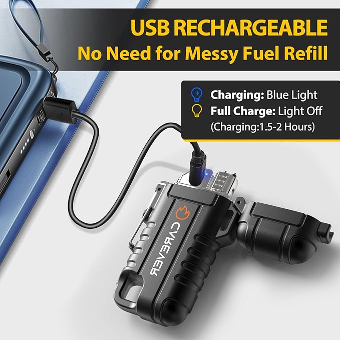 Electric USB Lighters Gifts for Men 2 Pack - 360 Flexible Waterproof Stocking Stuffers Gifts for Christmas White Elephant Adults Him Dad Women Husband Boy - Plasma Arc Camping Hiking Survival Outdoor