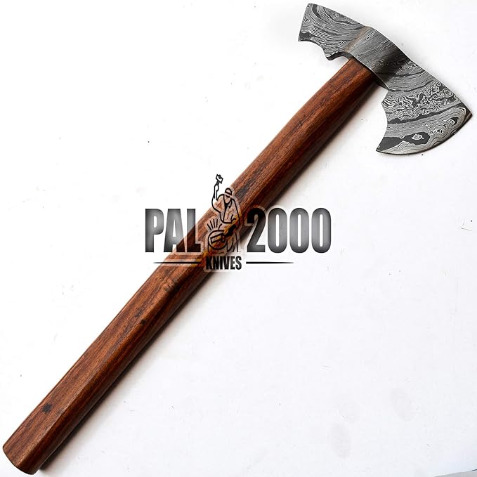 AX-9810 Custom Handmade Viking Hatchet Axe Damascus Steel Bearded Axe Camping Tomahawk Battle Axe with Sheath