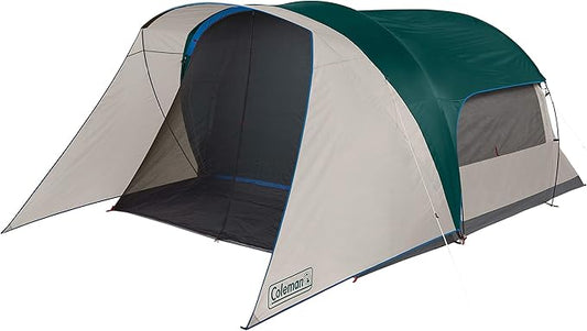 Coleman Cabin Camping Tent with Screened Porch, 4/6 Person Weatherproof Tent with Enclosed Screened Porch Option, Includes Rainfly, Carry Bag, Extra Storage, and 10 Minute Setup