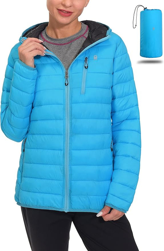 Little Donkey Andy Women's Packable Lightweight Puffer Jacket Hooded Windproof Winter Coat with Recycled Insulation